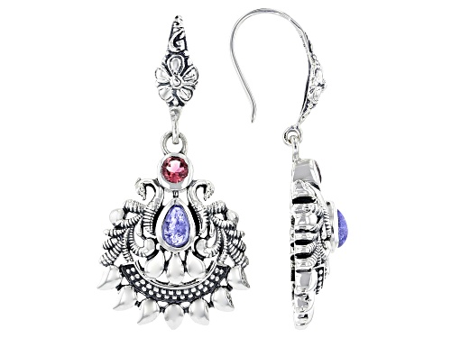 Artisan Collection Of India™ Tanzanite and 0.23ctw Pink Tourmaline Sterling Silver Earrings