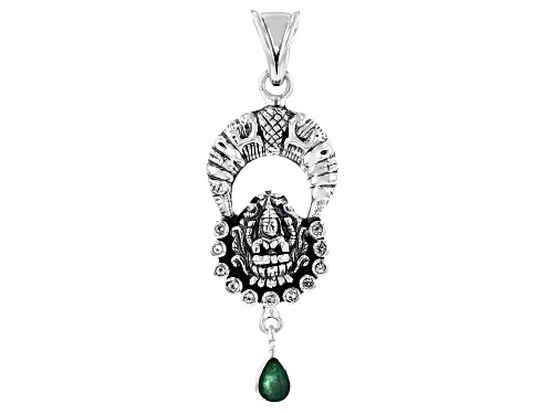 Photo of Artisan Collection Of India™ 0.50ct Pear Emerald and 0.04ct White Topaz Sterling Silver Pendant