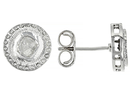 Artisan Collection Of India™ Foil-Backed Polki Diamond Sterling Silver Stud Earrings