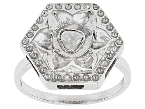 Photo of Artisan Collection Of India™ Free-form Foil-Backed Polki Diamond Sterling Silver Ring - Size 9