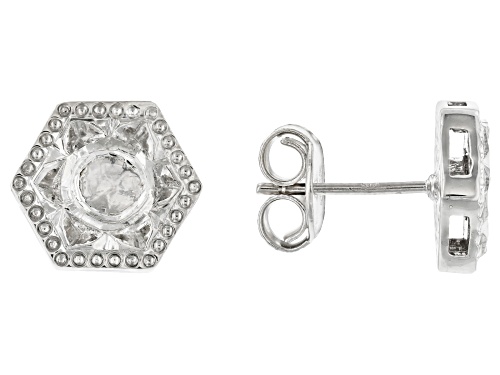 Artisan Collection Of India™ Foil-Backed Polki Diamond Sterling Silver Earrings
