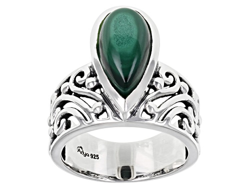 Artisan Collection of India™ 15x8mm Green Malachite Sterling Silver Ring - Size 8