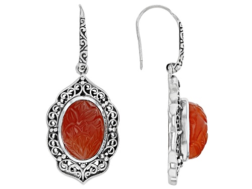 Artisan Collection of India™ Oval Hand Carved Cabochon Carnelian Sterling Silver Earrings