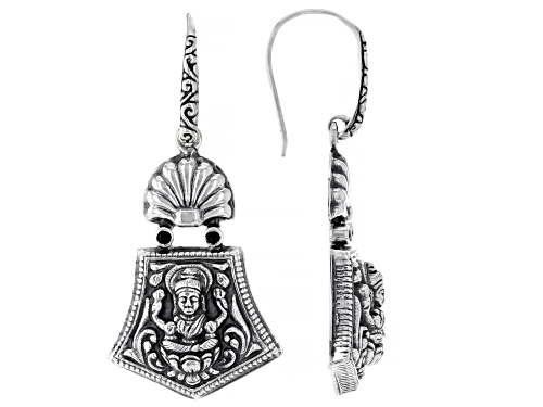 Artisan Collection of India™ 0.07ctw Black Spinel Sterling Silver Goddess Earrings