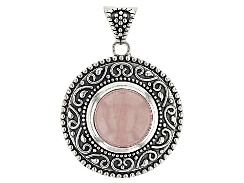 Artisan Collection Of India™ 18mm Round Rose Quartz Sterling Silver Pendant