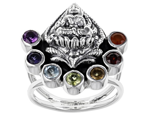 Artisan Collection Of India™ 0.95ctw Round Multi Stone Sterling Silver Ring - Size 7