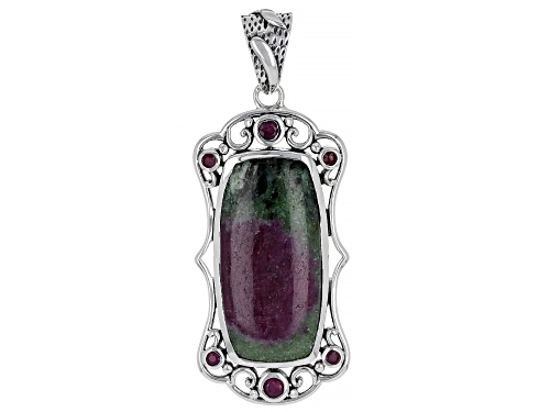 Photo of Artisan Collection Of India™ 15x30mm Ruby Zoisite and 0.26ctw Ruby Sterling Silver Pendant