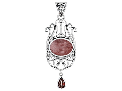 Photo of Artisan Collection Of India™ 16x12mm Strawberry Quartz And Garnet Sterling Silver Pendant