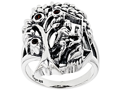 Photo of Artisan Collection Of India™ 0.16ctw Round Garnet Sterling Silver Tree Of Life Ring - Size 9