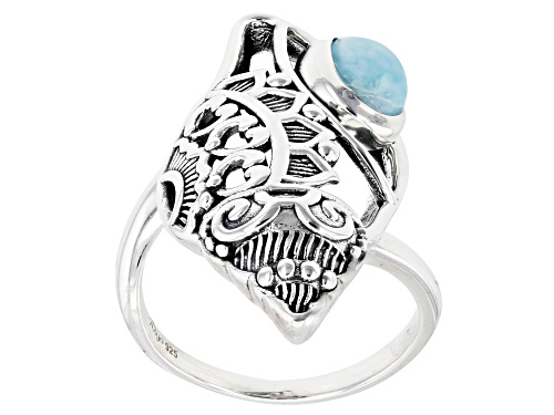 Artisan Collection of India™ 5x7mm Pear Larimar Sterling Silver Seashell Ring - Size 7