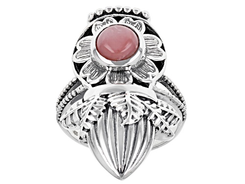 Photo of Artisan Collection of India™ 7mm Round Pink Opal Sterling Silver Floral Ring - Size 10