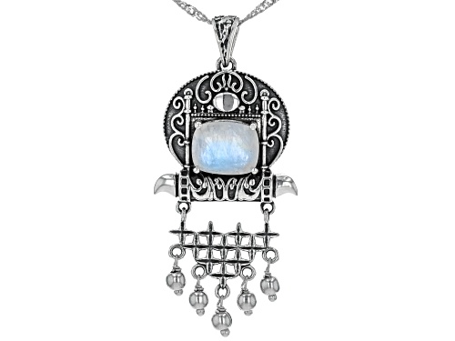 Artisan Collection of India™ 10x8mm Rainbow Moonstone Sterling Silver Pendant With Chain