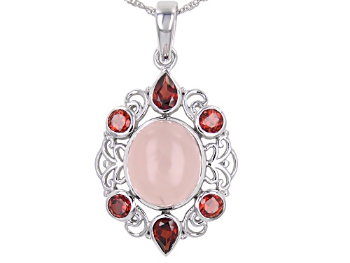 Rough Rose Quartz, Garnet Pendant 1 hotsell 3/4