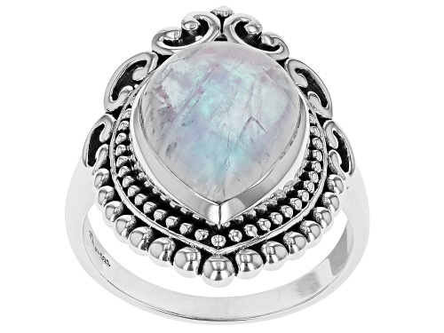 Artisan Collection of India™ 12x16mm Rainbow Moonstone Sterling Silver Solitaire Ring - Size 10