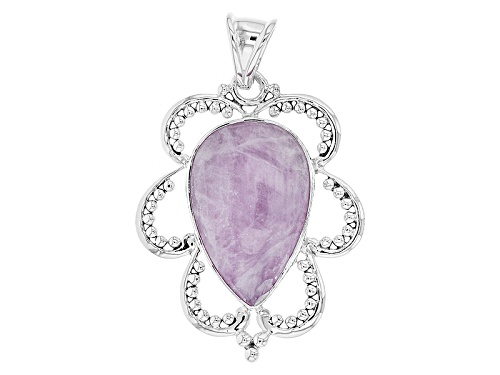 Artisan Gem Collection Of India, Pear Shape Cabochon Kunzite Sterling Silver Solitaire Pendant