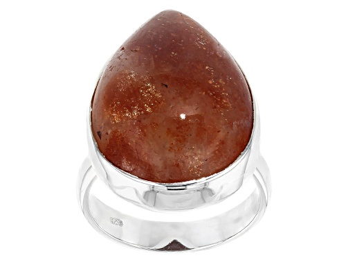 Artisan Collection of India™ 22x16mm Pear Shape Sunstone Sterling Silver Solitaire Ring - Size 6