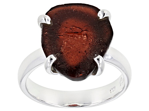 Artisan Collection of India™ Free Form Vermelho Garnet™  Rough Sterling Silver Solitaire Ring - Size 6
