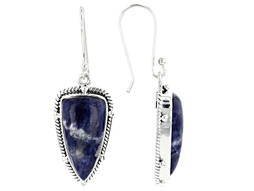 Artisan Collection Of India™ 26x13mm Fancy Triangle Sodalite Sterling Silver Dangle Earrings