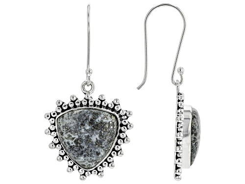 Photo of Artisan Collection Of India™ 17mm Trillion Pyrite In Chalcedony Solitaire Silver Dangle Earrings
