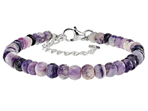 Photo of Artisan Collection Of India™ Graduated 4.5-6mm Morado Opal Rondelle Bead Strand Silver Bracelet - Size 7.5