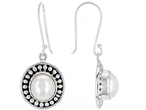 Artisan Collection of India™ Near Round White Cultured Freshwater Pearl Silver Dangle Earrings