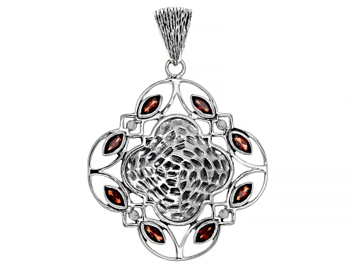 Artisan Collection Of India™  2.32ctw Marquise Red Garnet Sterling Silver Hammered Pendant