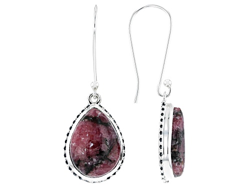 Photo of Artisan Collection Of India™ 18x13mm Pear Shape Rhodonite Solitaire, Sterling Silver Dangle Earrings