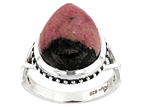 Photo of Artisan Collection Of India™ 16x12mm Pear Shape Rhodonite Solitaire, Sterling Silver Ring - Size 7