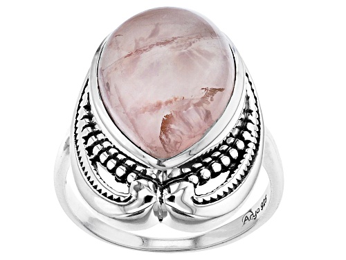 Photo of Artisan Collection of India™ 12x16mm Pear Rose Quartz Sterling Silver Ring - Size 8