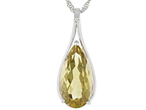 Photo of 6.75ct Pear Shaped Lemon Quartz With Round White Topaz Rhodium Over Silver Pendant With Chain