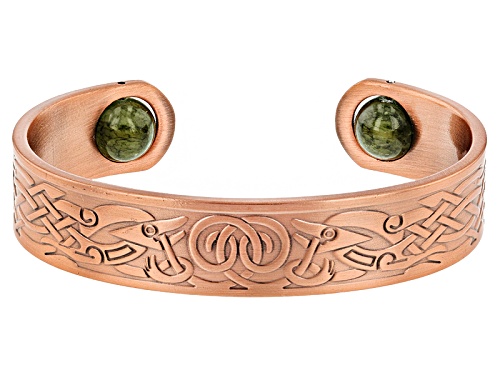 Artisan Collection Of Ireland™ 10mm Round Connemara Marble Copper Over Brass Celtic Cuff Bracelet - Size 8