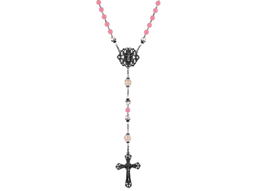 Artisan Collection Of Ireland™ Pink, Purple, And Clear Glass Bead Silver Tone Brass Rosary