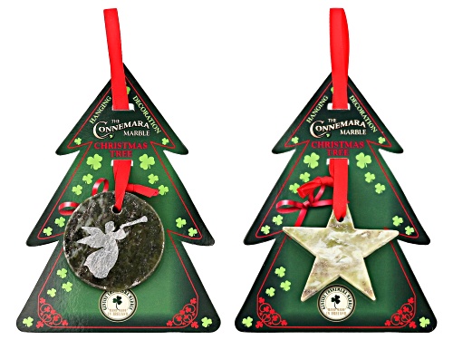Artisan Collection Of Ireland™ Star & Angel Circle Connemara Marble Christmas Ornaments Set Of 2