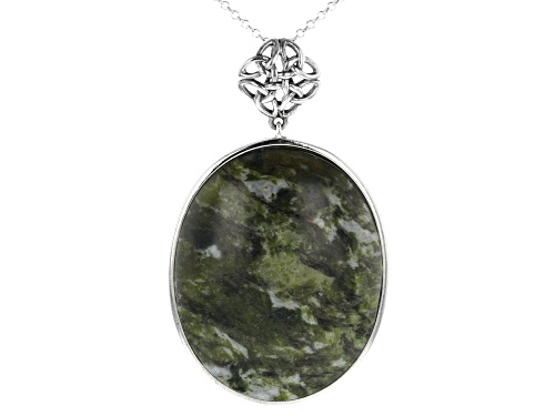 Photo of Artisan Collection of Ireland™ 37X29mm Oval Connemara Marble Sterling Silver Celtic Pendant W/ Chain