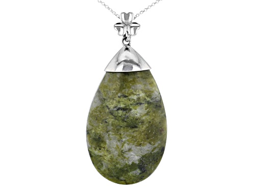Photo of Artisan Collection Of Ireland™ 50X30mm Pear Shape Connemara Marble Silver Pendant W/Chain