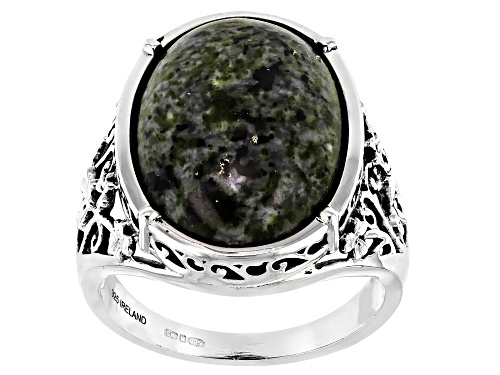 Artisan Collection Of Ireland™ 18X13mm Connemara Marble Shamrock Sterling Silver Ring - Size 7