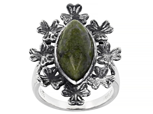 Photo of Artisan Collection Of Ireland™ Connemara Marble and Shamrock Vine Sterling Silver Ring - Size 9