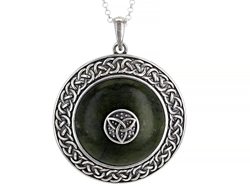 Artisan Collection of Ireland™ Marble Celtic Viking Shield Sterling Silver Pendant With 24"Chain