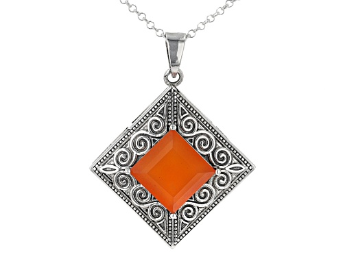 Artisan Collection of Ireland™ Orange Carnelian Sterling Silver Pendant With Chain