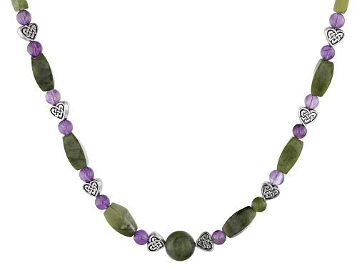 Artisan Collection of Ireland™ Amethyst and Connemara Marble Silver-Tone Trinity Knot Necklace - Size 32
