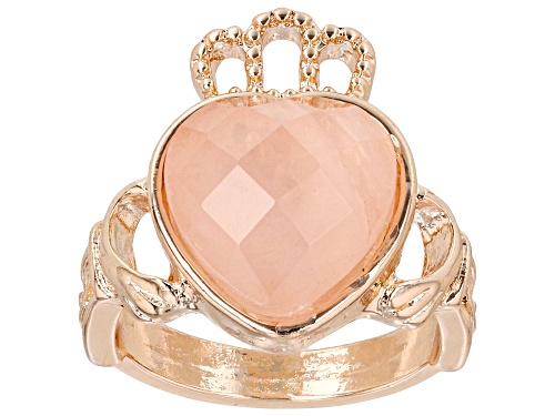 Artisan Collection of Ireland™ 12mm Rose Quartz Rose Tone Claddagh Ring - Size 11