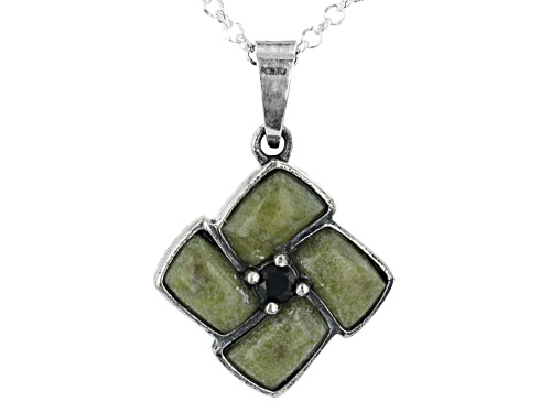 Artisan Collection of Ireland™ Connemara Marble With Black Spinel Silver Pendant With Chain