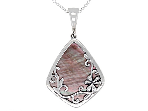 Artisan Collection of Ireland™ Black Mother of Pearl Sterling Silver Shamrock Enhancer With Chain