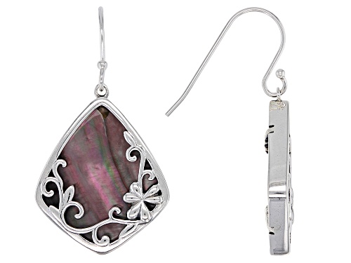Artisan Collection of Ireland™ Black Mother of Pearl Sterling Silver Swirl Shamrock Earrings