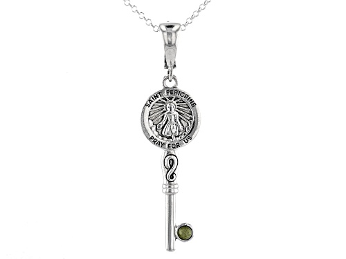 Photo of Artisan Collection of Ireland™ Connemara Marble St. Peregrine Sterling Silver Key Enhancer W Chain