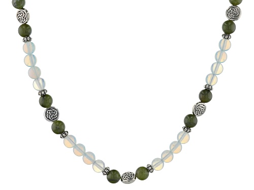 Photo of Artisan Collection of Ireland™ 8mm Round Lab Created Opal And Connemara Marble Silver Tone Necklace - Size 32