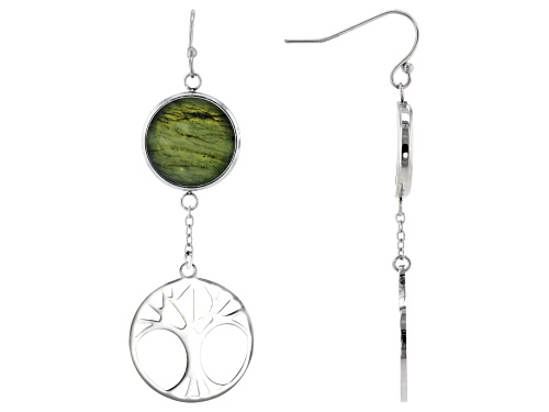 Artisan Collection of Ireland™  Connemara Marble Stainless Steel Tree Of Life Dangle Earrings