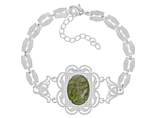 Artisan Collection of Ireland™ Connemara Marble & Cubic Zirconia Silver Tone Bracelet - Size 7