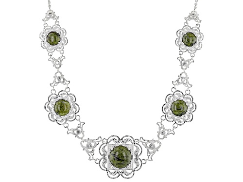 Artisan Collection of Ireland™ Connemara Marble & Cubic Zirconia Silver Tone Castletown Necklace - Size 18
