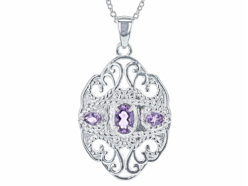 Artisan Collection of Ireland™ .66ctw Amethyst Silver Tone Castletown Pendant With Chain